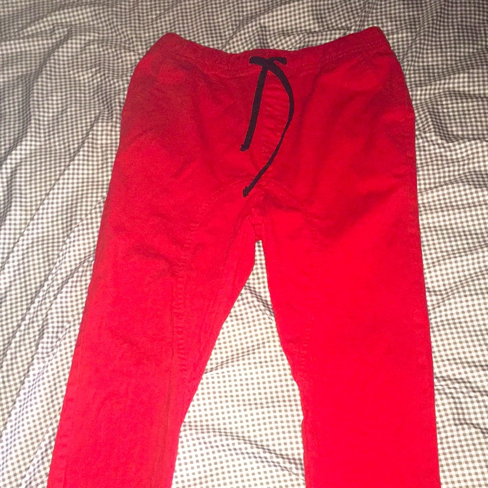 All red joggers